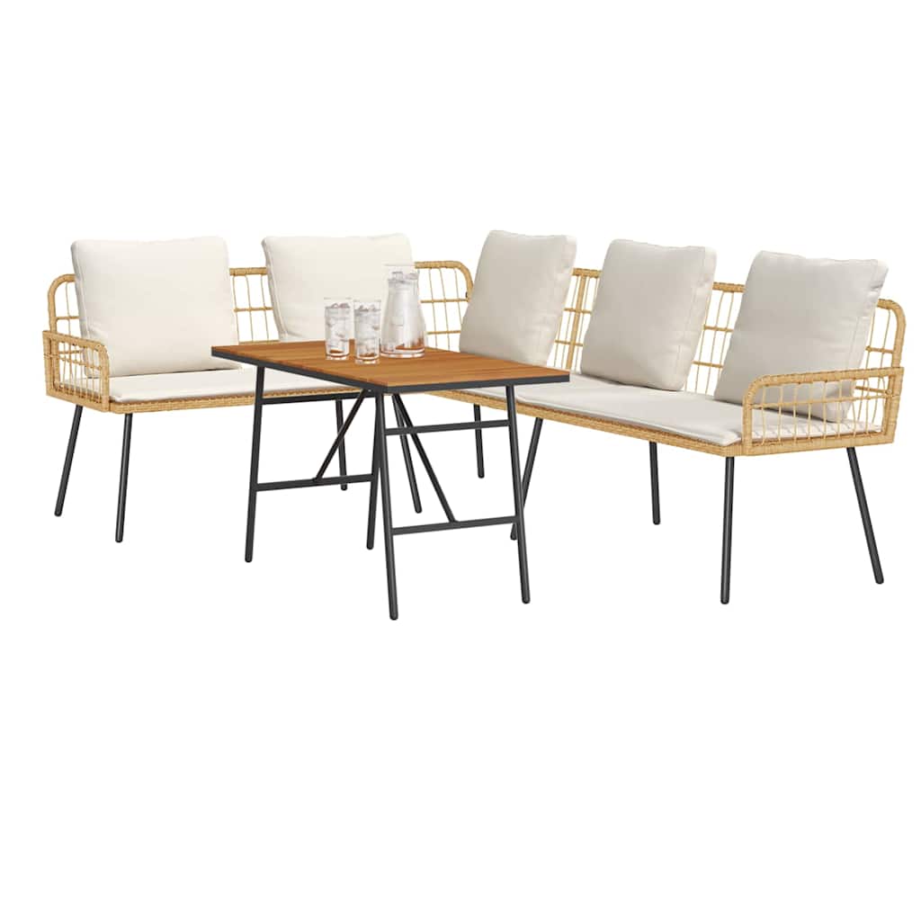 2-teiliges Garten-Sofa-Set mit Kissen aus natürlichem Poly-Rattan